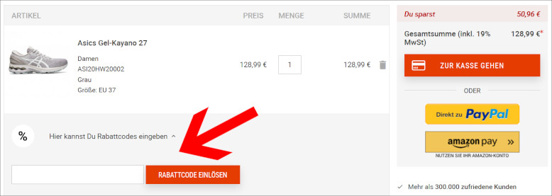 Deinen shop4runners Gutschein Code kannst du im Warenkorb aktivieren Den shop4runners Gutschein im Warenkorb einlösen