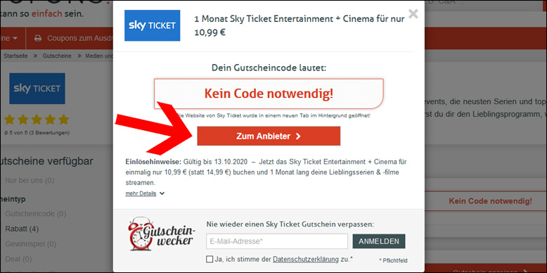 Zu den Angeboten gelangst du direkt über unseren Gutschein Mit einem Sky Ticket Gutschein sparen