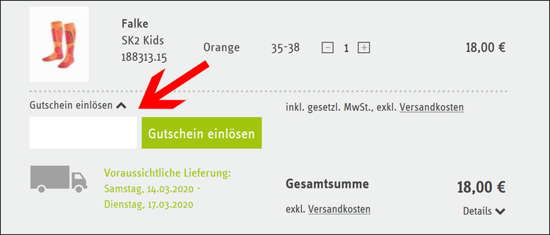 Löse den Rabatt im Warenkorb ein Der Sport Schuster Gutschein kann im Warenkorb eingelöst werden