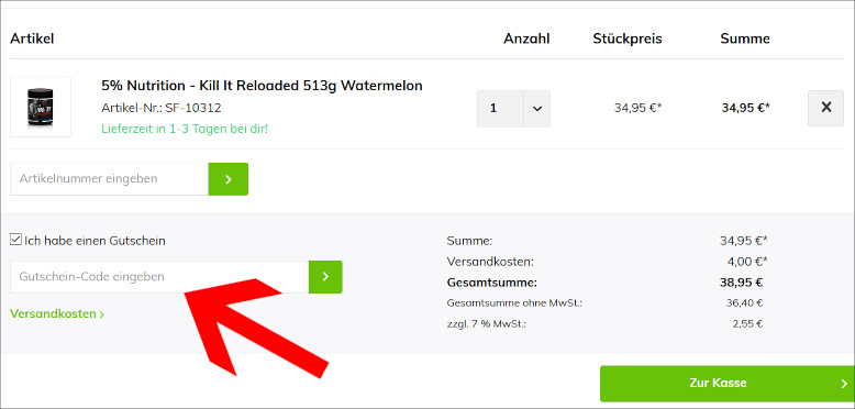 Deinen Stayfocused Gutscheincode gibst du im Warenkorb ein Den Stayfocused Gutschein im Warenkorb einlösen