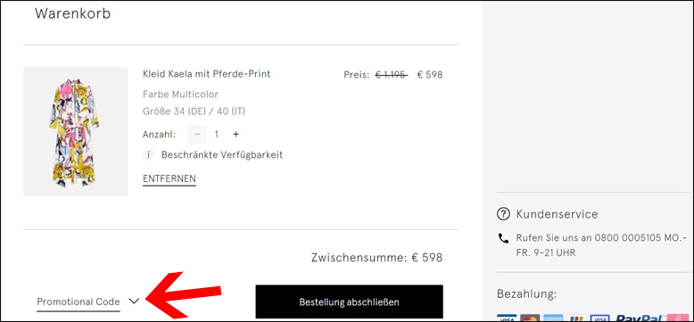 Löse deinen Stella McCartney Code im Warenkorb ein Im Warenkorb kannst du deinen Stella McCartney Promotion Code aktivieren