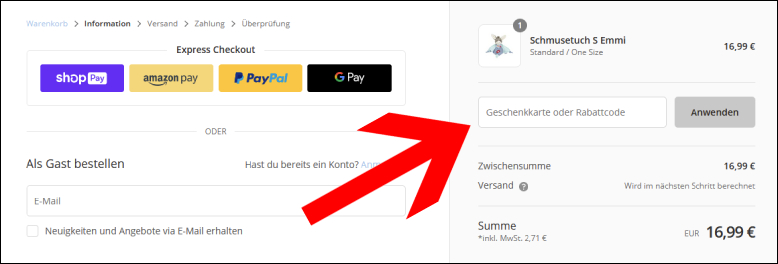Gutscheincode anwenden Sterntaler Rabattcode einlösen