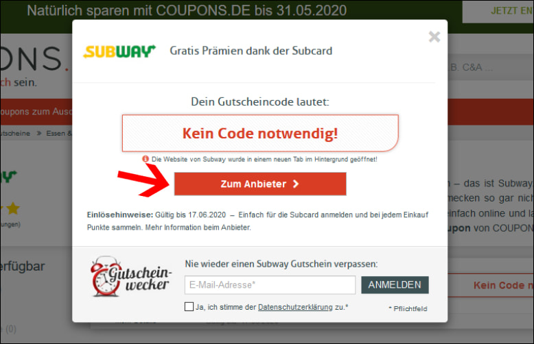 Spare bei Subway ohne Code Um bei Subway zu sparen benötigst du keinen Coupon