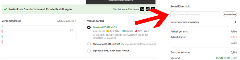 Coupon im Warenkorb einlösen Den Temu Gutschein im Warenkorb einlösen
