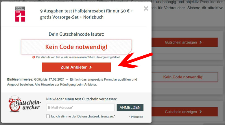 Direkt zur Aktion Gelange direkt zur Aktion ohne test Gutschein