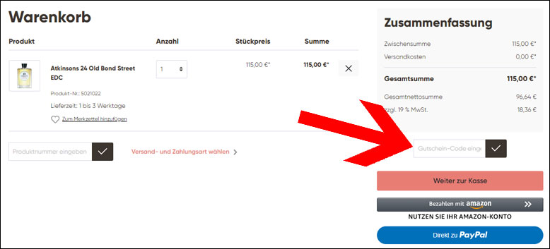 Rabattcode im Warenkorb eingeben Thiemann Gutschein im Warenkorb einlösen