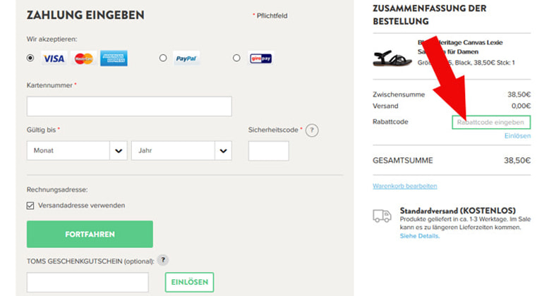 Hier kannst du den TOMS Gutscheincode einlösen TOMS Gutschein Code einlösen