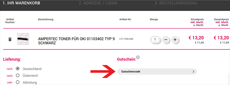 Löse den tonermacher Gutscheincode hier ein Einen tonermacher Gutschein im Warenkorb einlösen