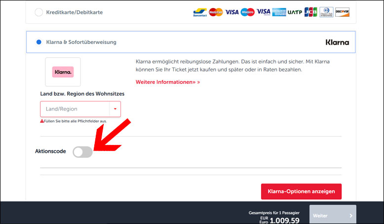 Code im Bezahlprozess eingeben Den Turkish Airlines Gutschein im Bezahlprozess nutzen