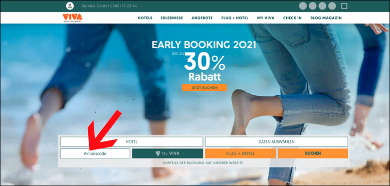 Rabattcode hier einlösen Viva Hotels Gutschein direkt in der Suchleiste einlösen