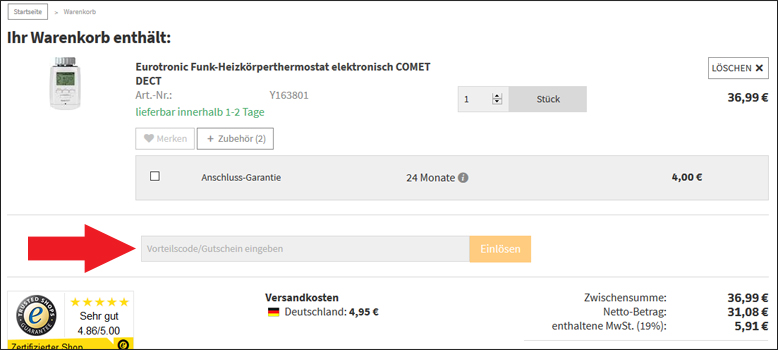 Im Warenkorb löst du deinen Voelkner Gutschein ein Im Warenkorb löst du deinen Voelkner Gutschein ein