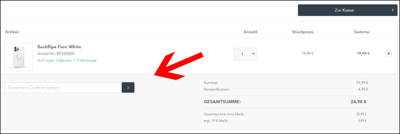 Im Warenkorb den VONMAEHLEN Gutscheincode eingeben Einen VONMÄHLEN Gutschein einlösen