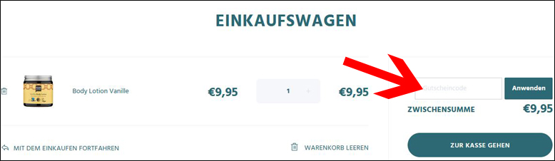 Gutscheincode eintragen Den WingGuard Rabatt Code im Warenkorb einlösen