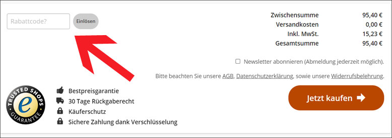 Gutscheincode im Bestellverlauf einfügen Den WirWinzer Gutschein im Bestellverlauf eingeben.