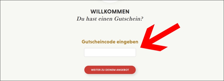 Gutscheincode über den Button Testen eingeben YogaMeHome Gutschein über die Startseite beim Testen einlösen