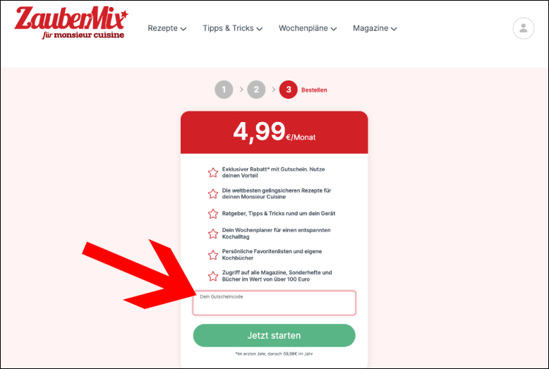 Gutscheincode im 3. Bestellschritt anwenden den ZauberMix Gutschein im 3. Bestellschritt einlösen