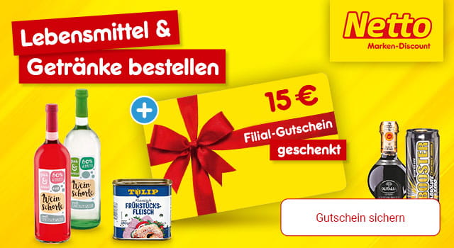 15 € Filialgutschein zur Lebensmittel-Bestellung im Netto Onlineshop