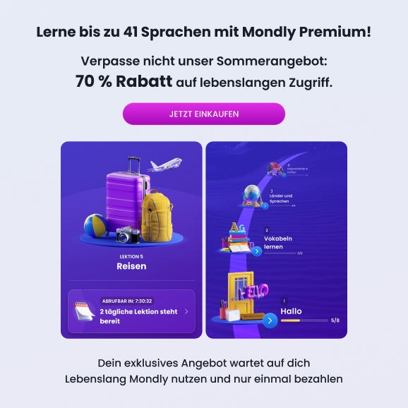 Bis zu 70% Rabatt auf ausgewählte Abos bei Mondly Premium