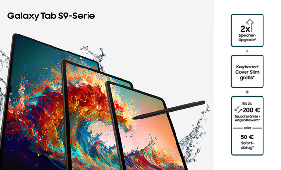 Gratis Keyboard Cover + 200 € Tauschprämie und weitere Vorteile bei Kauf des Samsung Galaxy Tab S9