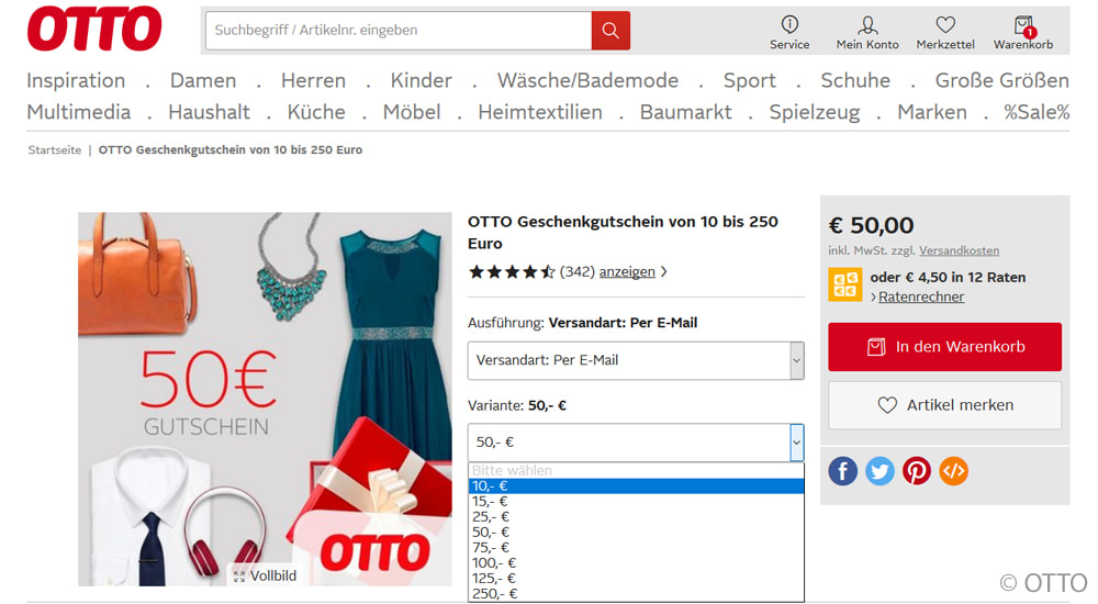 Den OTTO Geschenkgutschein bestellen Den OTTO Geschenkgutschein bestellen