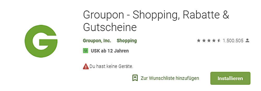 Die Groupon-App ist kostenlos Die Groupon-App ist kostenlos