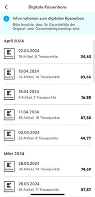 Die Kassenbons in der Kaufland Card App abrufen Die Kassenbons in der Kaufland Card App abrufen