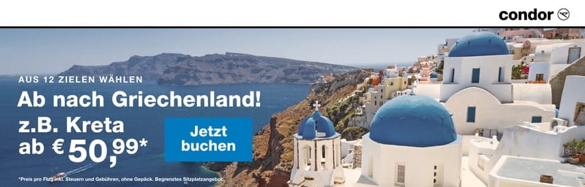 Flüge nach Griechenland schon ab 50,99 € buchen!