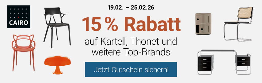 15% Rabatt auf Kartell, Thonet und weitere Top-Brands