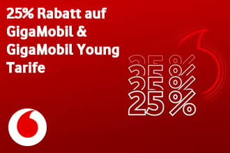 Spare jetzt 25% auf die GigaMobil-Tarife bei Vodafone!